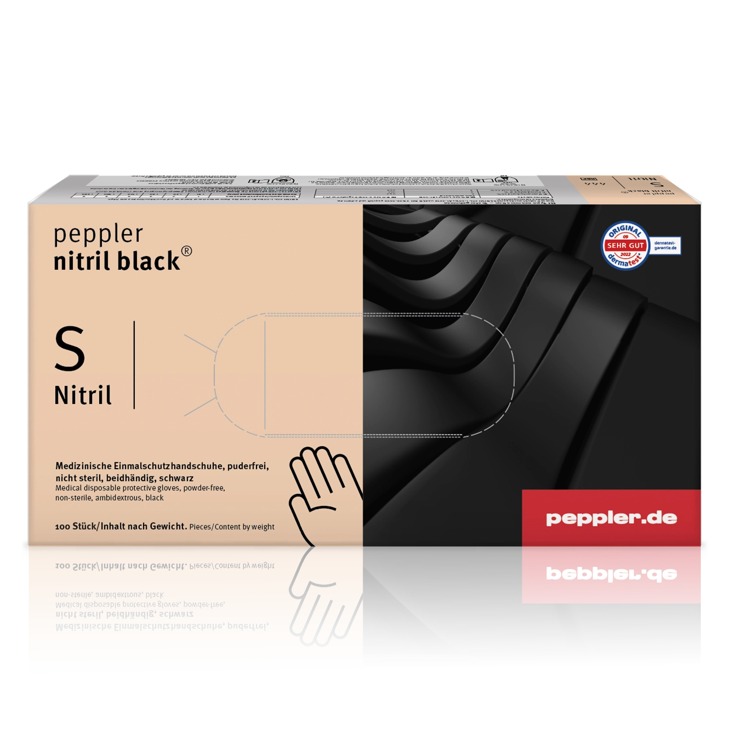 peppler nitril black® | Nitrilhandschuh | Handschuhbox | schwarz | Größe S