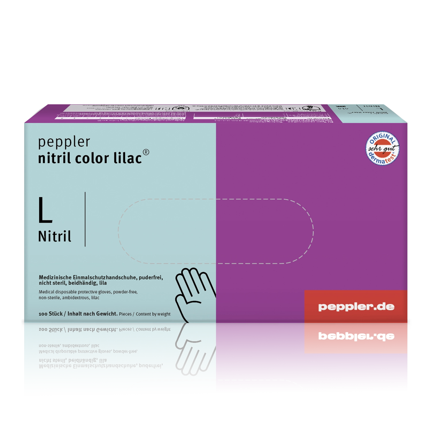 peppler nitril color lilac® | Nitrilhandschuh | Größe L | Handschuhbox